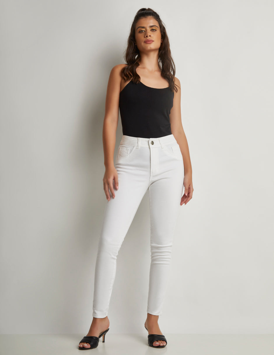 Jeans Blanco Stretch: Mezclilla Premium Devendi, Skinny