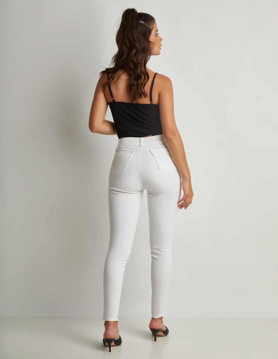 Jeans Blanco Stretch: Mezclilla Premium Devendi, Skinny