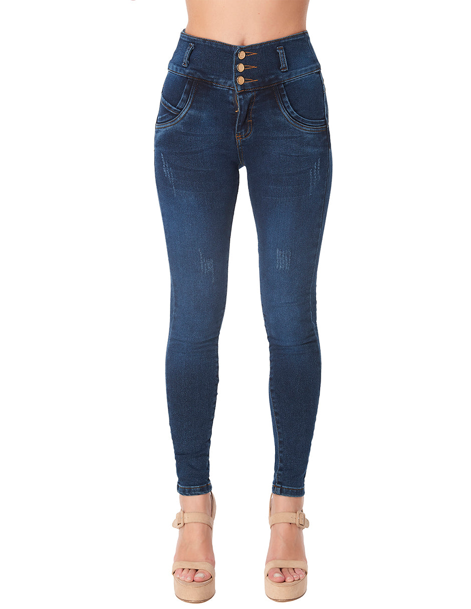 Jeans Mezclilla: Tres Botones, Push Up, Stretch Colombiano