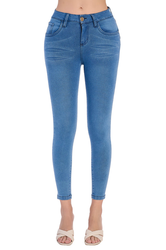 Jeans Vaquero Azul de Tiro Alto: Básico y Skinny