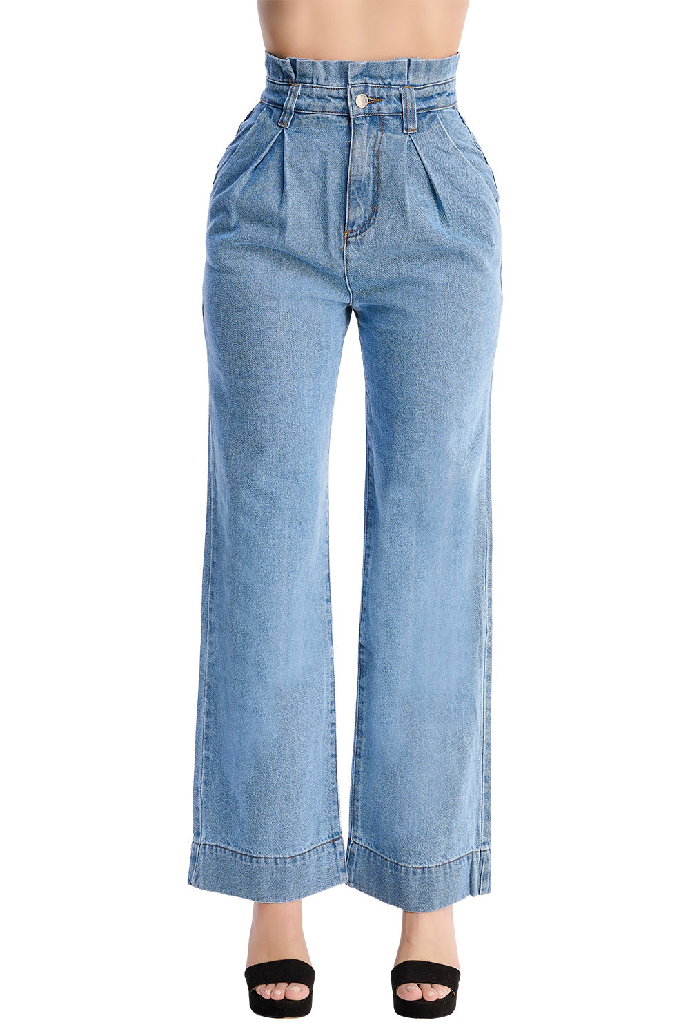 Jeans Wide Leg: Mezclilla 100% Algodón, Tela Rígida