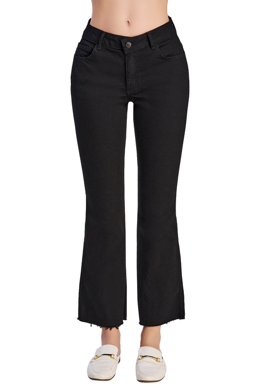 Jeans Negro Tiro Alto: Stretch y Corte Campana