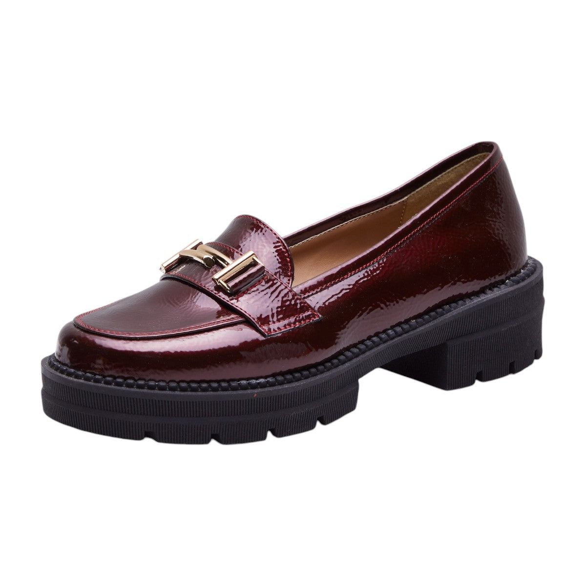 Zapatos Formales para Mujer en Charol Brillante con Punta Redonda Color Tinto dv2925