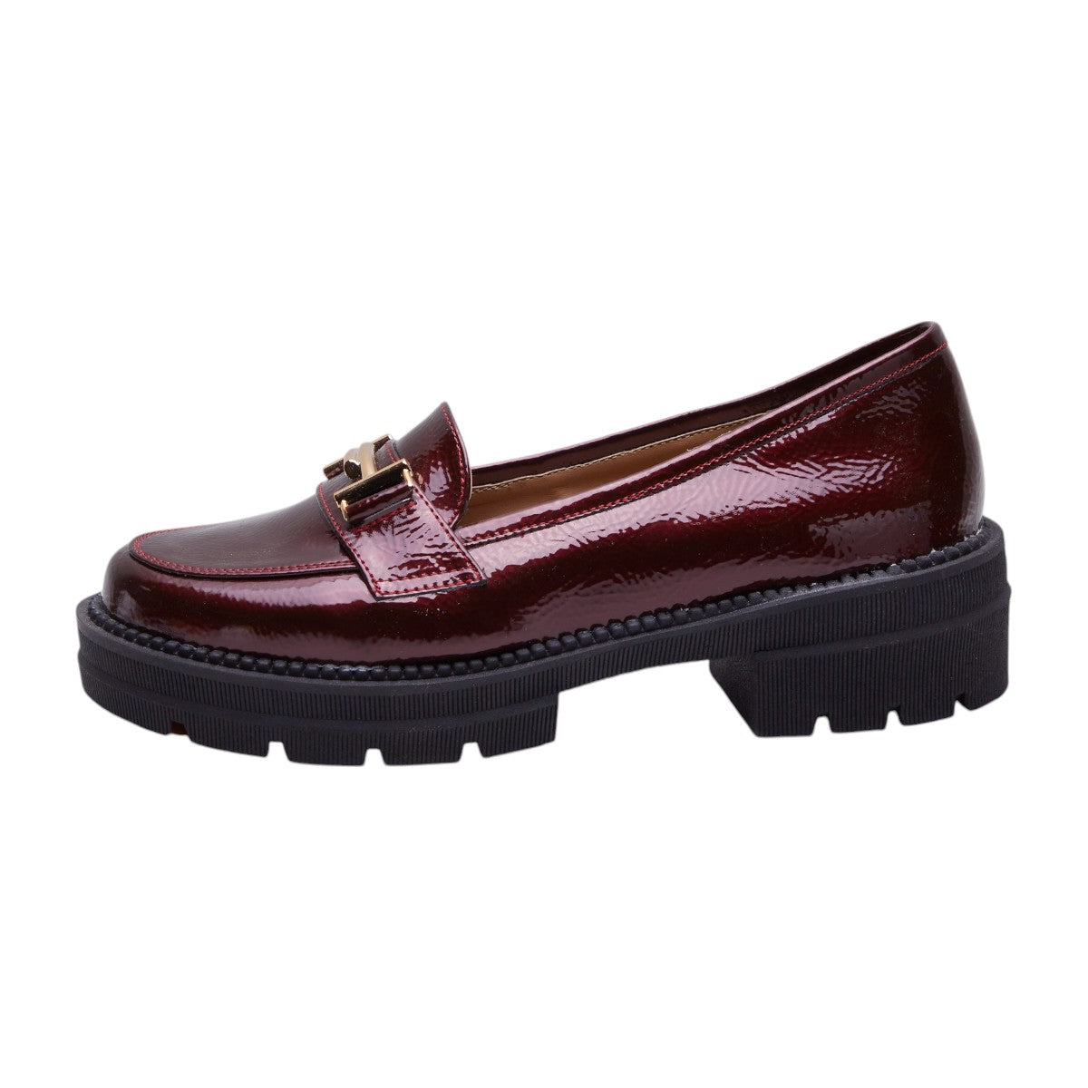 Zapatos Formales para Mujer en Charol Brillante con Punta Redonda Color Tinto dv2925
