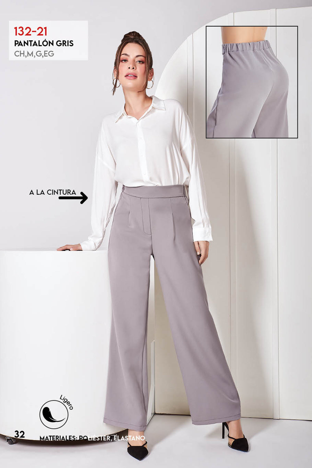 Pantalon Tiro Alto Gris