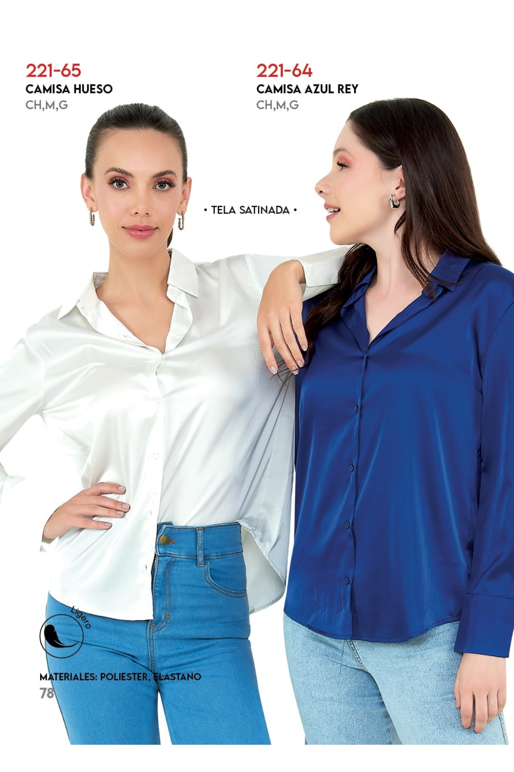Camisa Devendi Casual Basica Satinada de Mujer