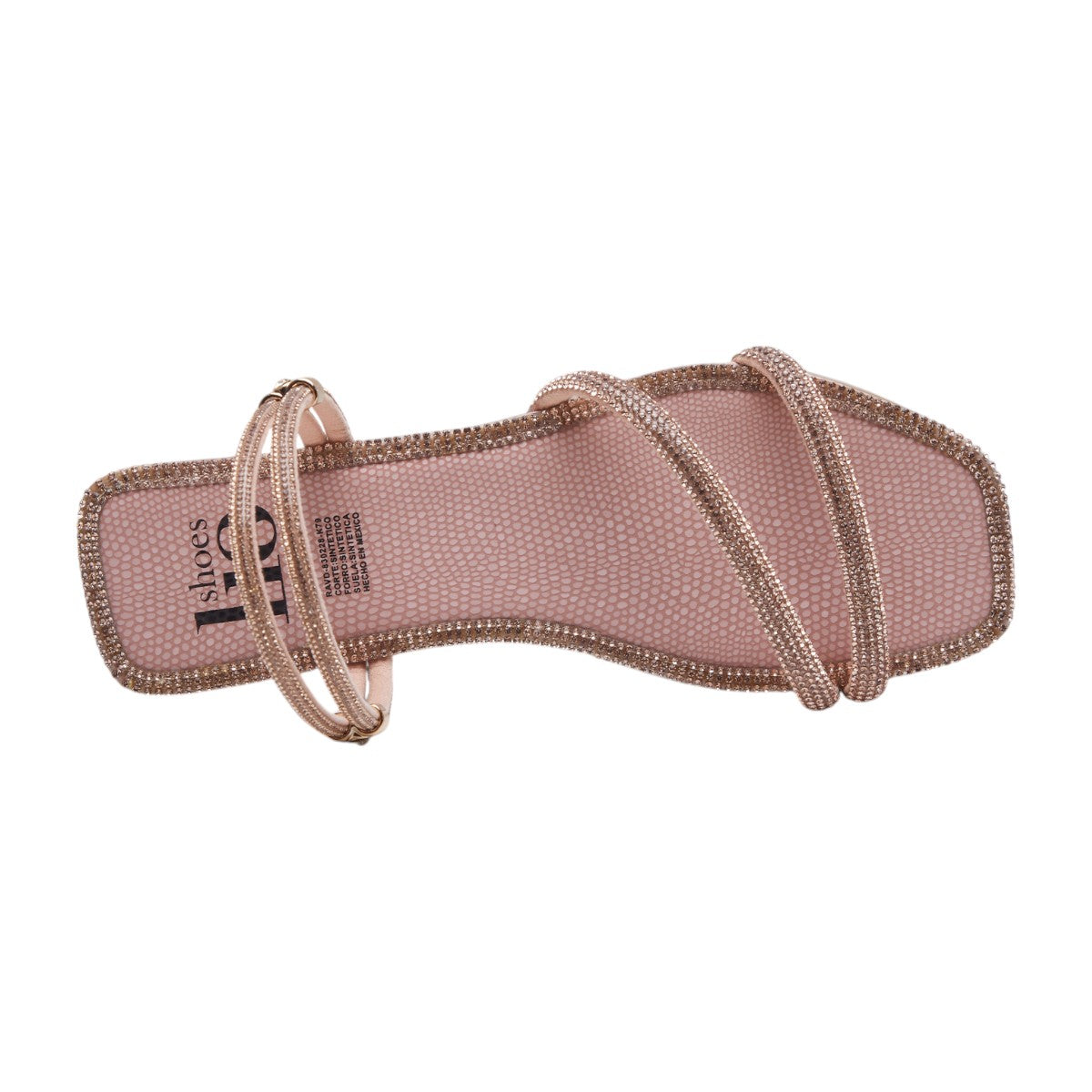 Sandalia plana mujer con brillantes en tiras decorativas color nude/ dorado dv2925