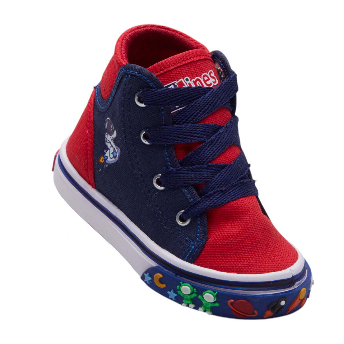 Tenis Niño Casuales Temática Astronauta en Textil Azul y Rojo dv2925