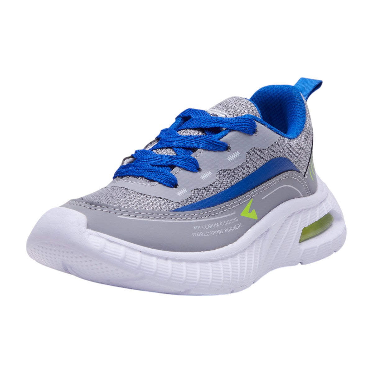 Tenis Deportivos para Niñ0 en Textil Gris con Detalles Azul dv2925