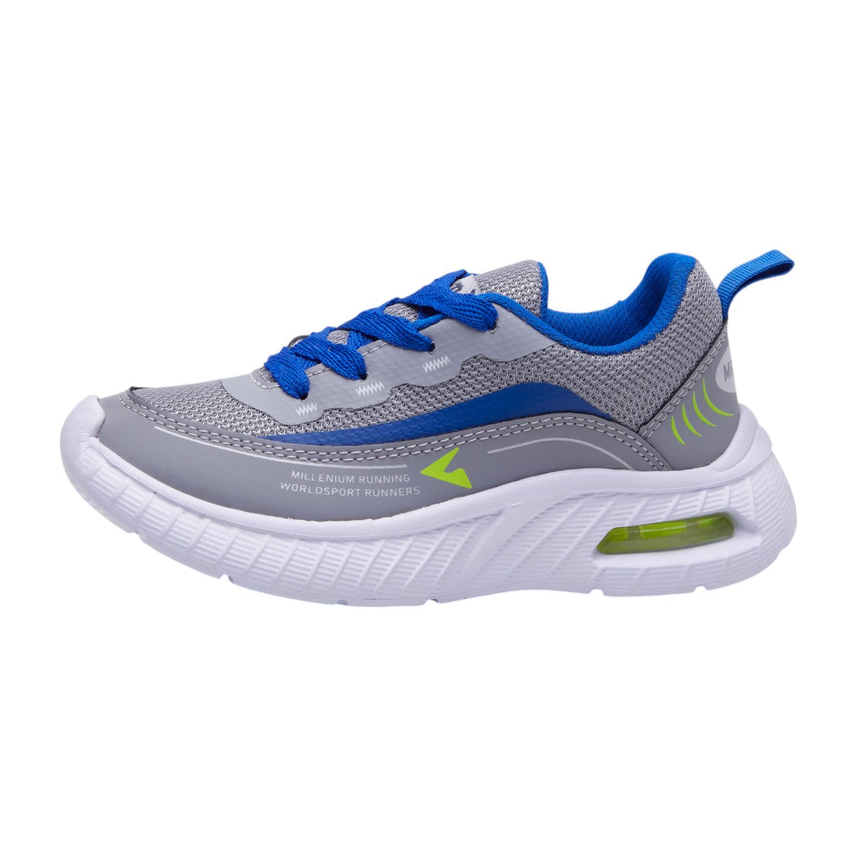Tenis Deportivos para Niñ0 en Textil Gris con Detalles Azul dv2925