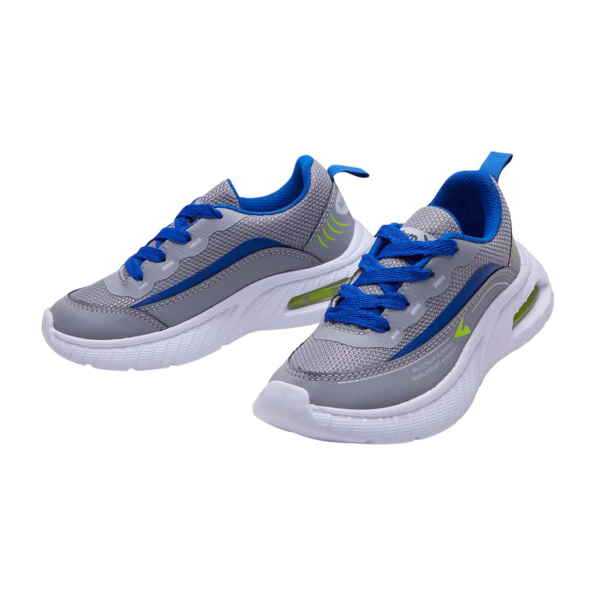 Tenis Deportivos para Niñ0 en Textil Gris con Detalles Azul dv2925