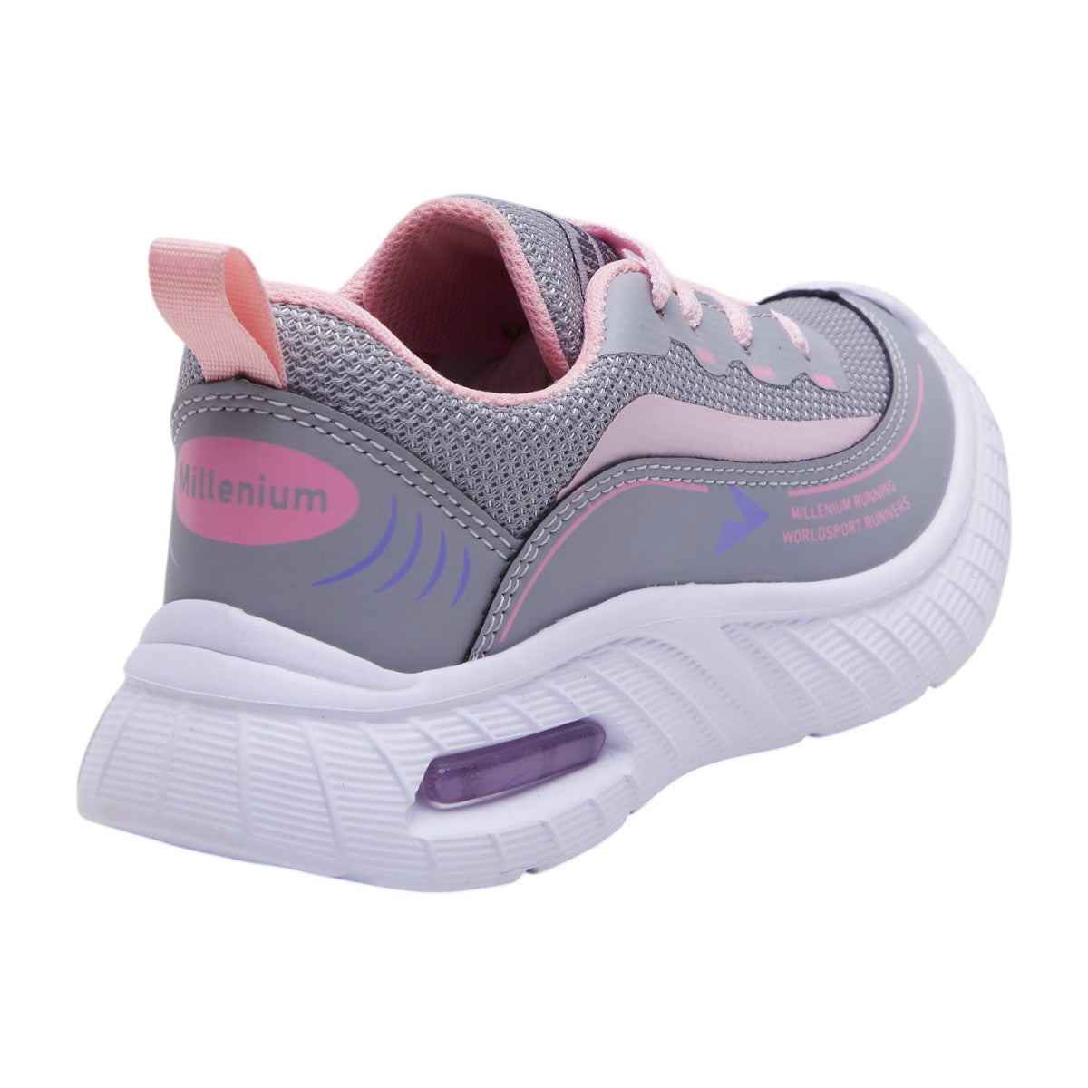 Tenis Deportivos para Niña en Textil Gris con Detalles Rosa dv2925