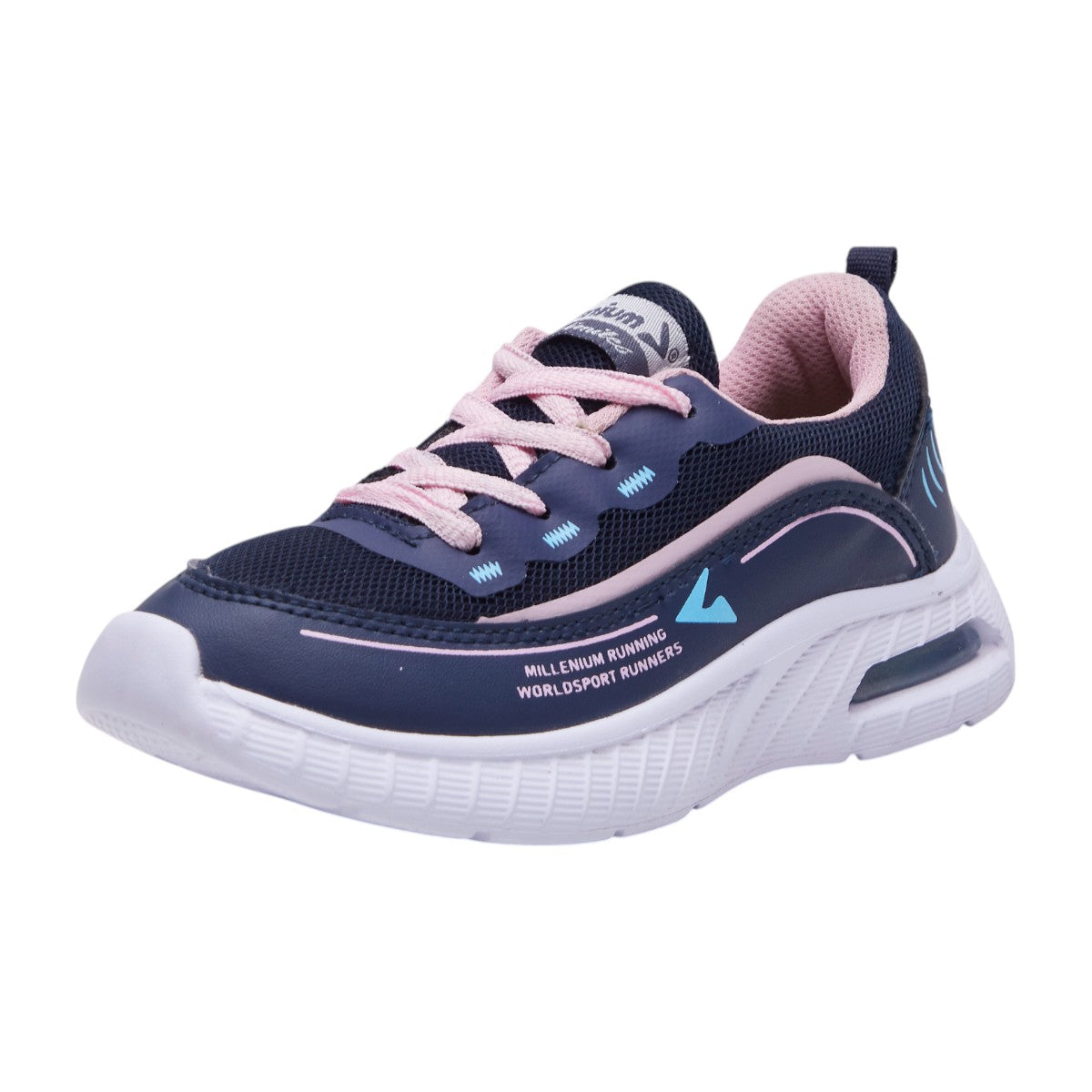 Tenis Deportivos para Niña en Textil Azul Marino con Detalles Rosa dv2925