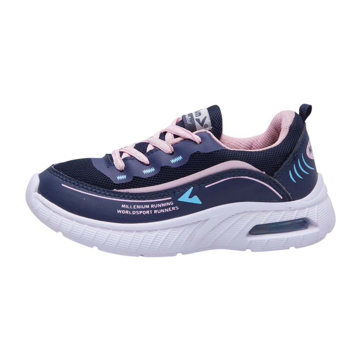 Tenis Deportivos para Niña en Textil Azul Marino con Detalles Rosa dv2925
