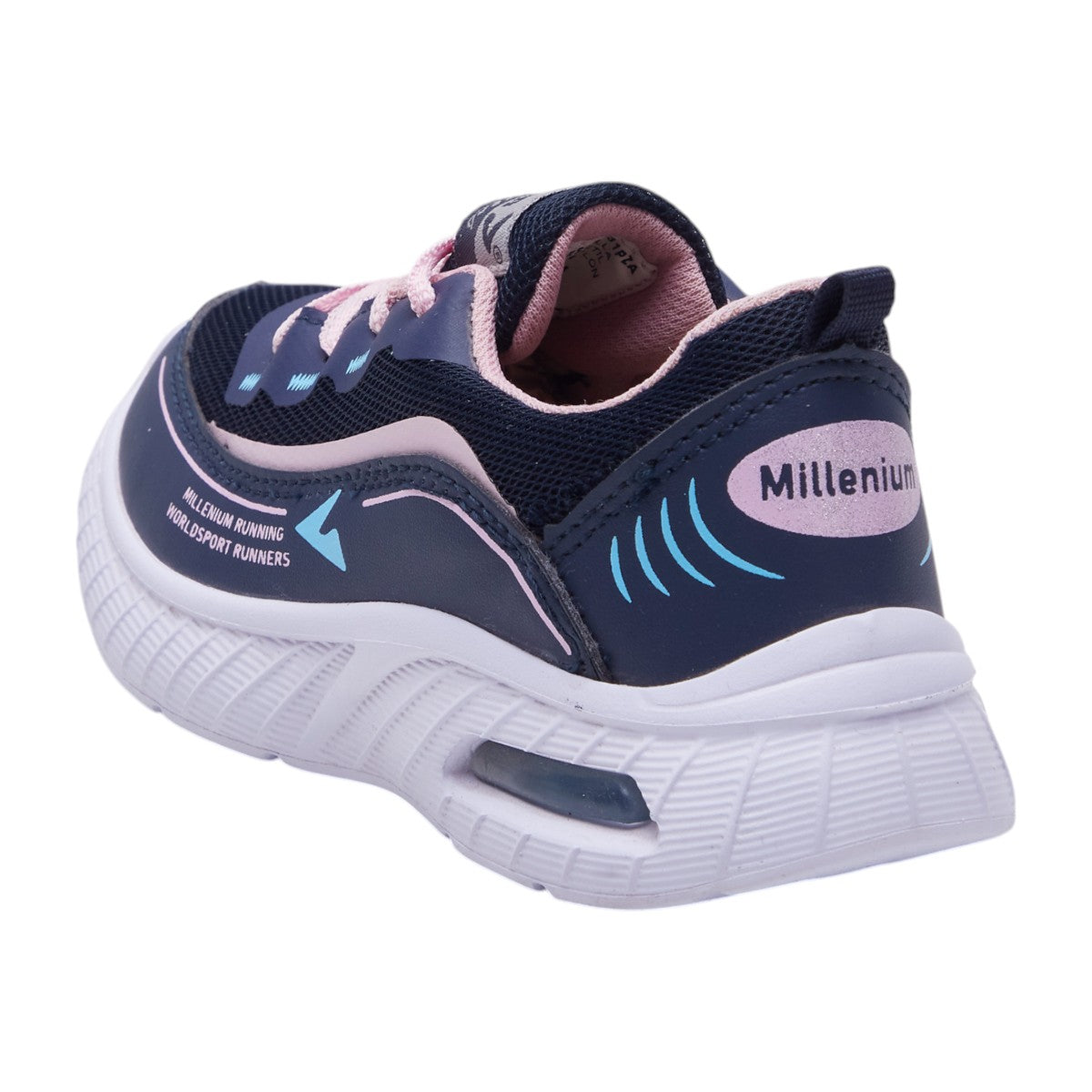 Tenis Deportivos para Niña en Textil Azul Marino con Detalles Rosa dv2925