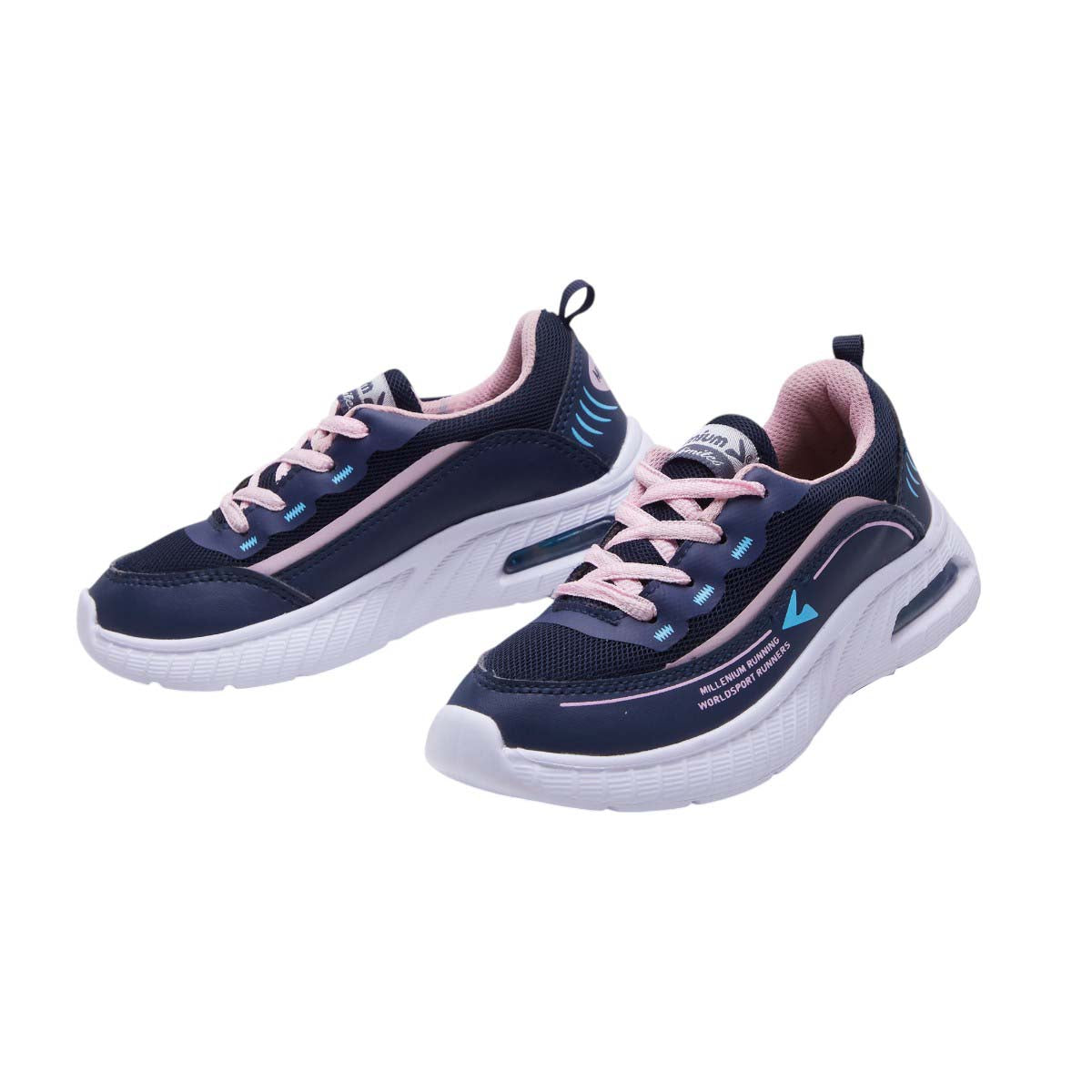 Tenis Deportivos para Niña en Textil Azul Marino con Detalles Rosa dv2925