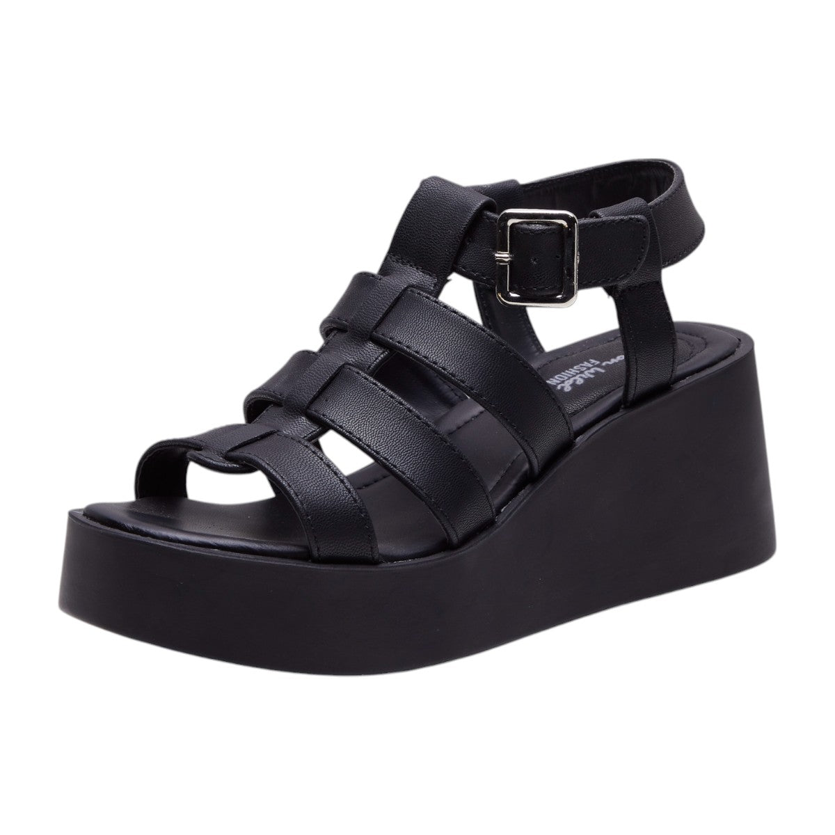 Sandalias de plataforma para dama, altura de 10 cm, material sintético tipo piel dv2925