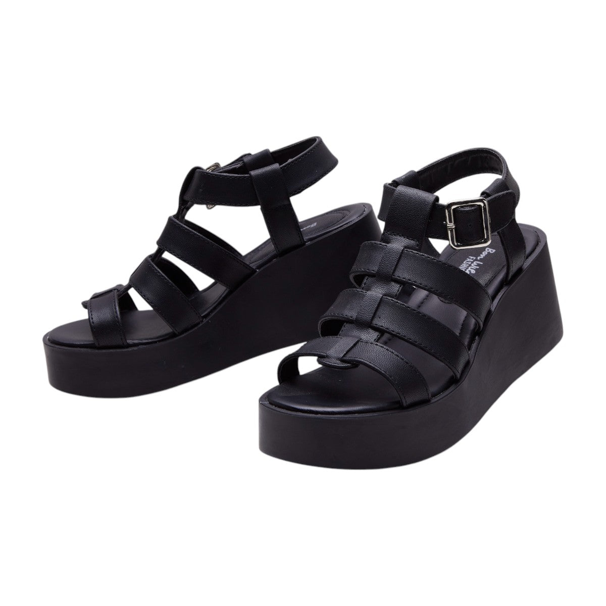 Sandalias de plataforma para dama, altura de 10 cm, material sintético tipo piel dv2925