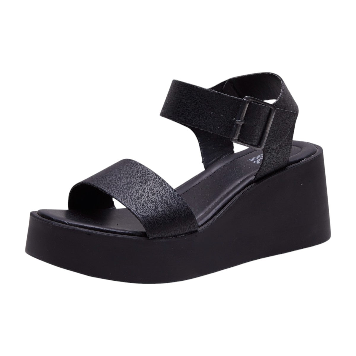 Sandalias plataforma para dama, altura de 10 cm, material sintético tipo piel, diseño clásico color negro dv2925