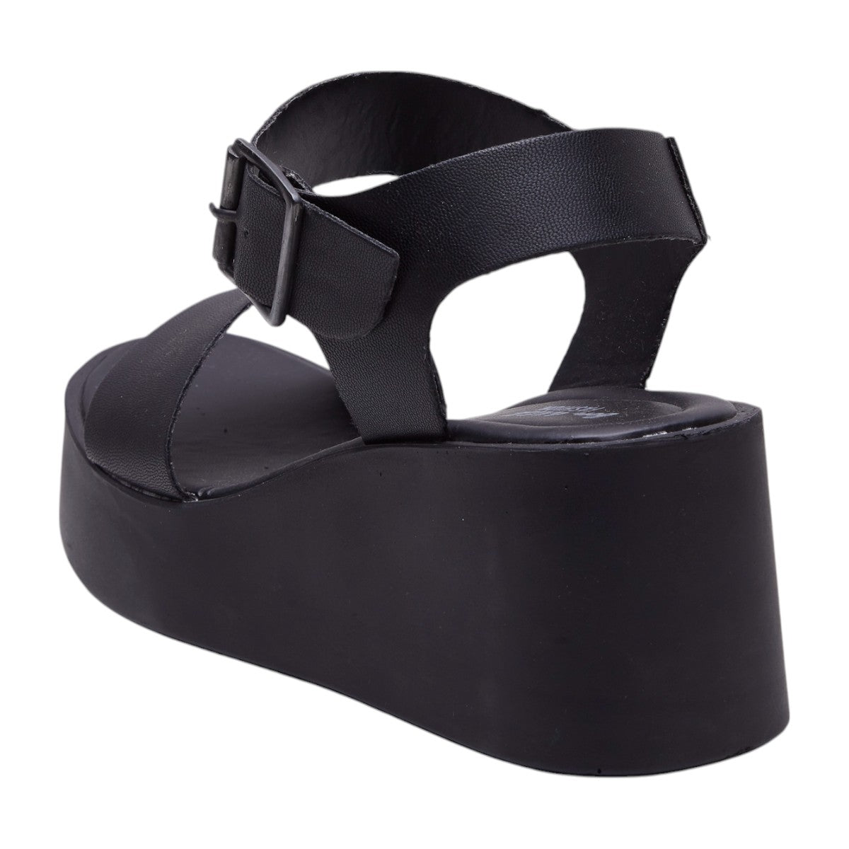 Sandalias plataforma para dama, altura de 10 cm, material sintético tipo piel, diseño clásico color negro dv2925
