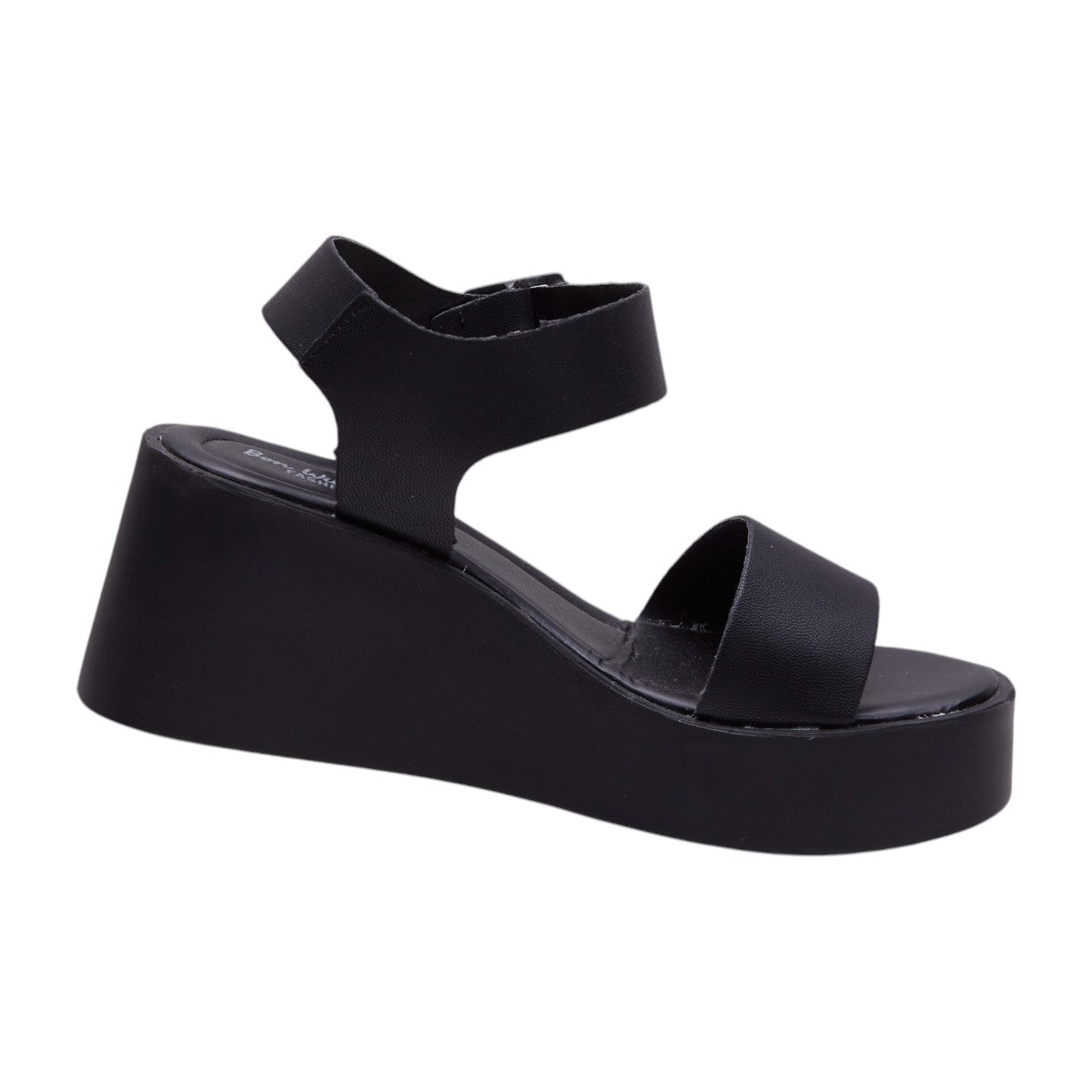 Sandalias plataforma para dama, altura de 10 cm, material sintético tipo piel, diseño clásico color negro dv2925