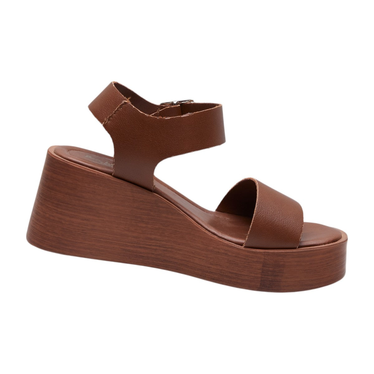 Sandalias plataforma para dama, altura de 10 cm, material sintético tipo piel, diseño clásico color café dv2925