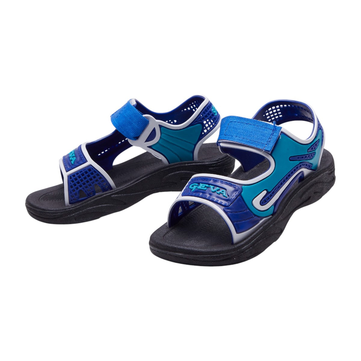 Sandalias deportivas de plástico para niños con soporte en tobillo, correa de ajuste, material confort Azul dv2925