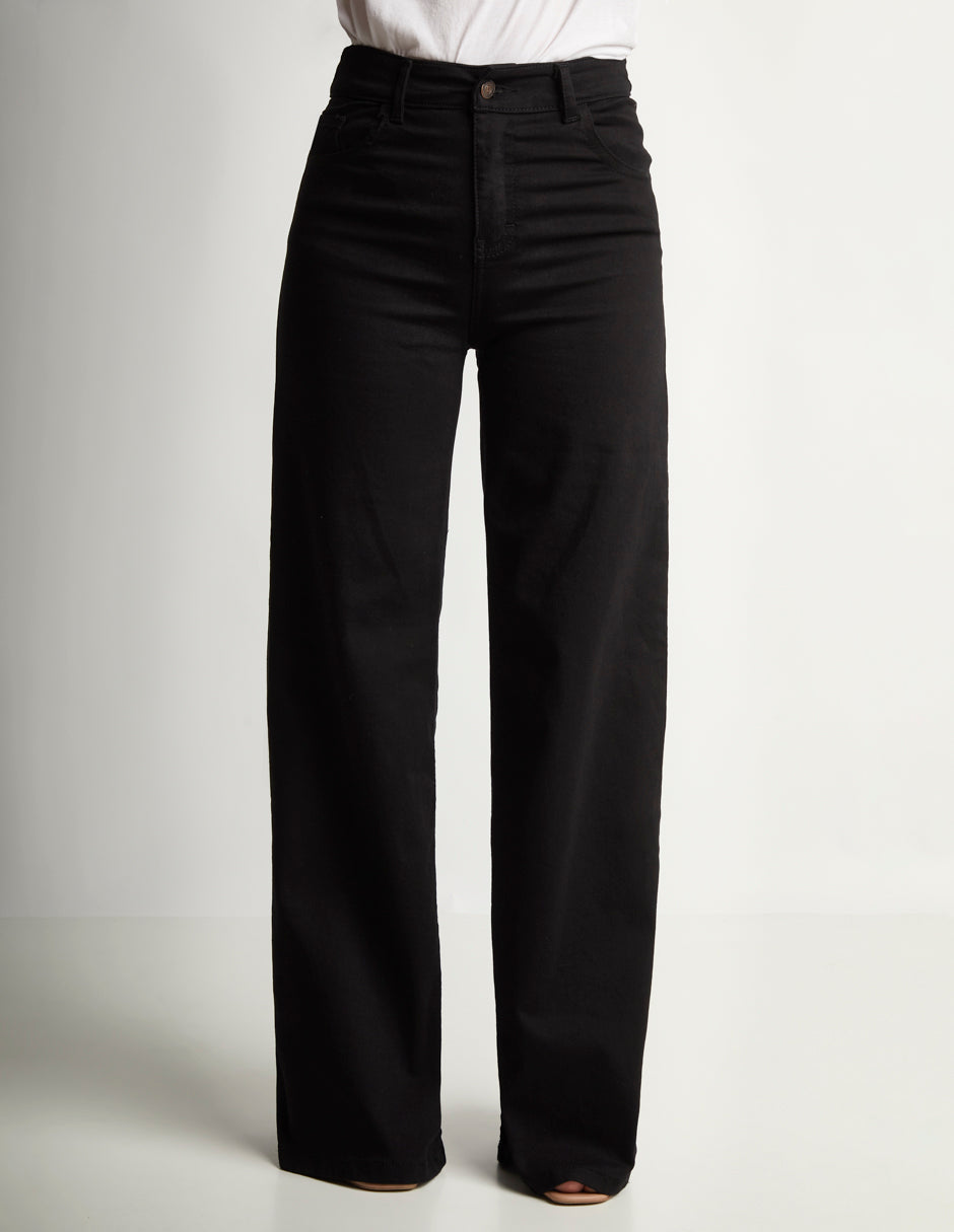 Pantalón Jeans Wide Leg: Tiro Alto, Stretch Devendi Dama