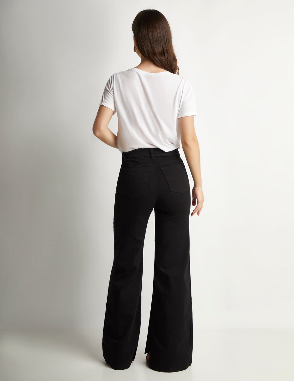 Pantalón Jeans Wide Leg: Tiro Alto, Stretch Devendi Dama