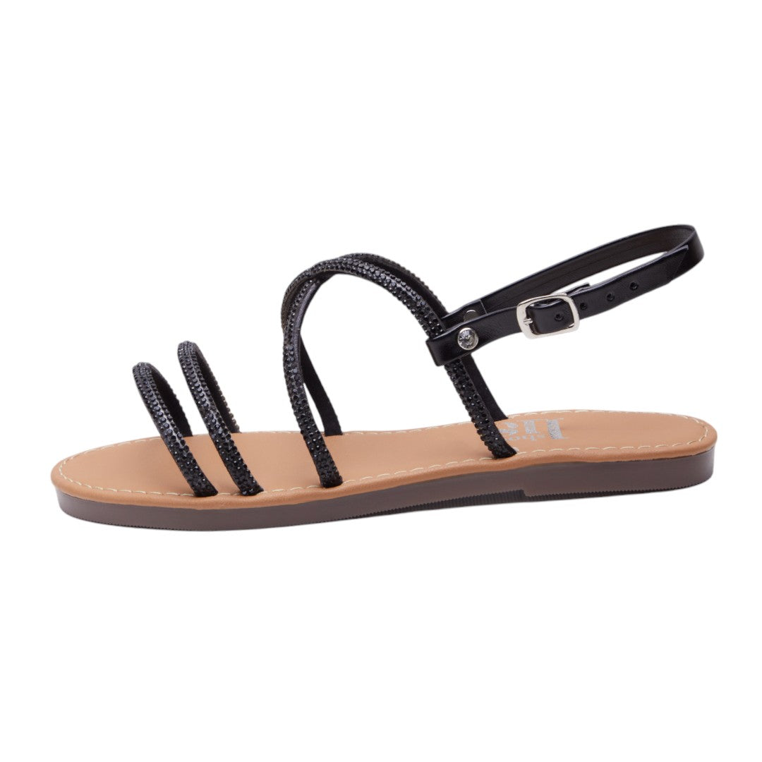 Sandalia Negro con Brillo y Correa en Tobillo dv2925