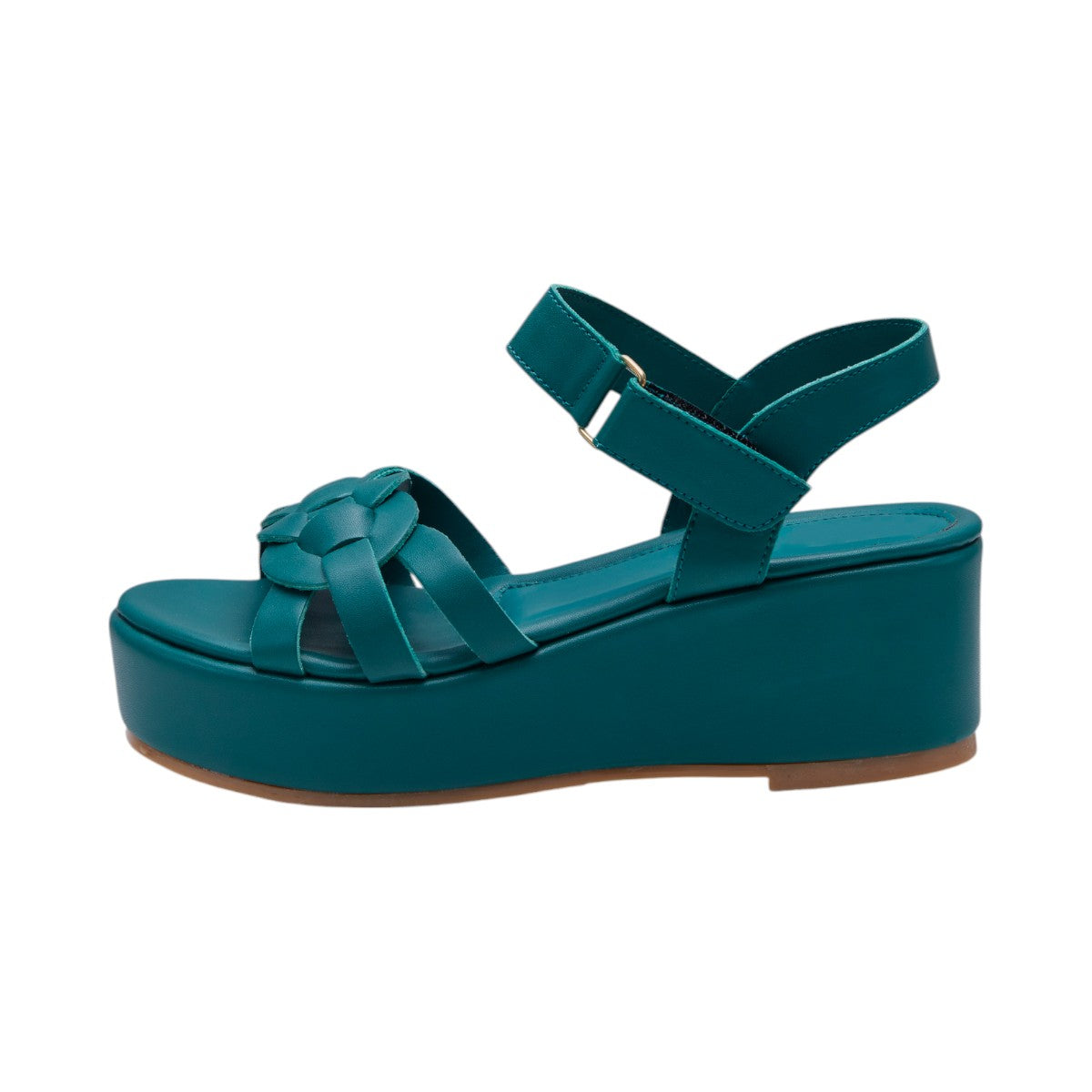 Plataforma Mujer Textil Tipo Piel Trenzado Decorativo color Verde dv2925
