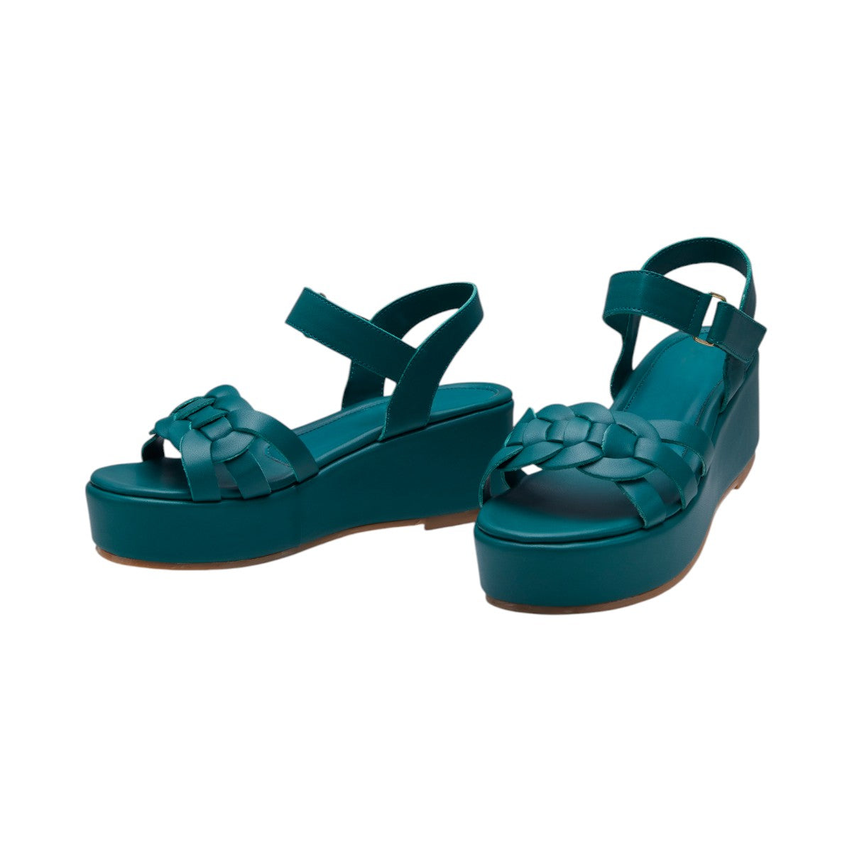 Plataforma Mujer Textil Tipo Piel Trenzado Decorativo color Verde dv2925