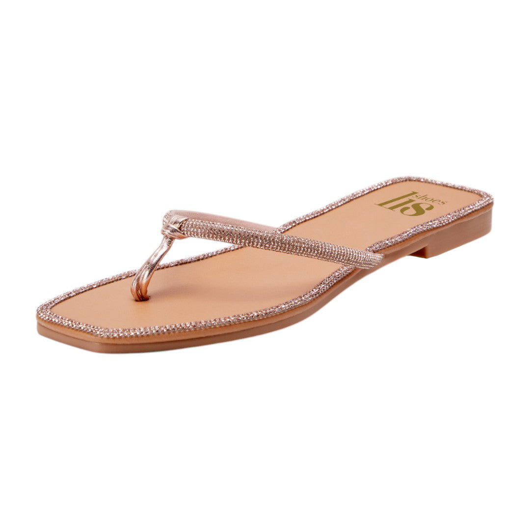 Sandalias de Horcapollo para Dama con Brillos Decorativos Beige dv2925