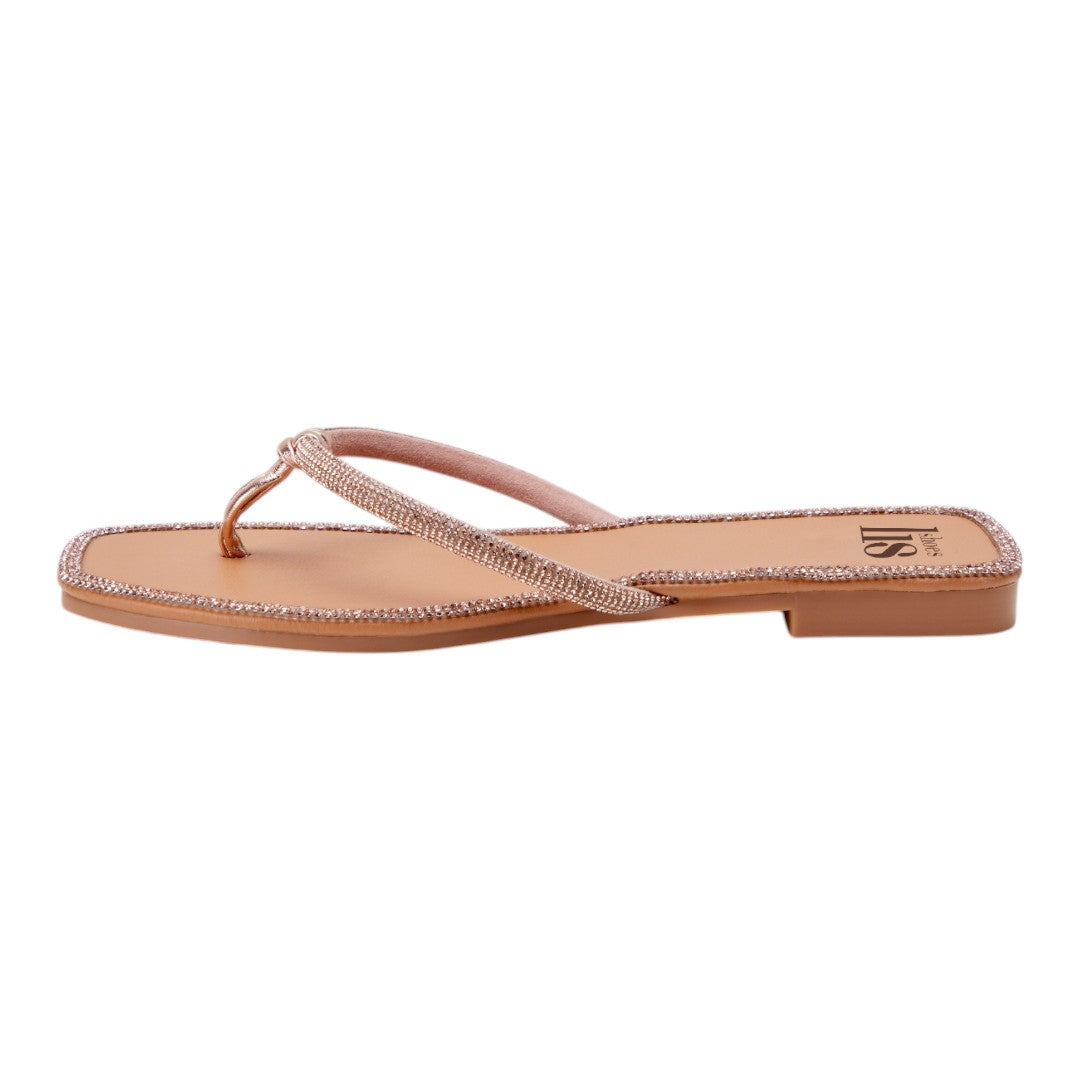 Sandalias de Horcapollo para Dama con Brillos Decorativos Beige dv2925