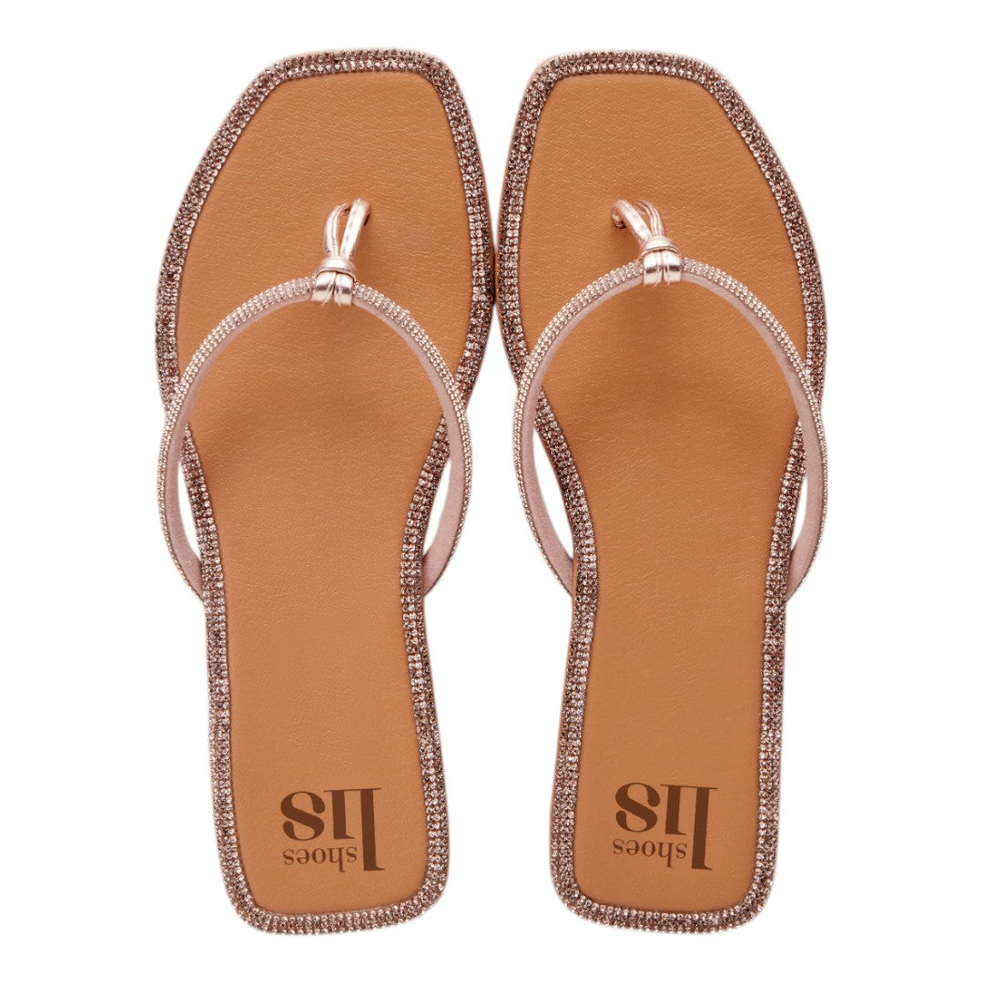 Sandalias de Horcapollo para Dama con Brillos Decorativos Beige dv2925