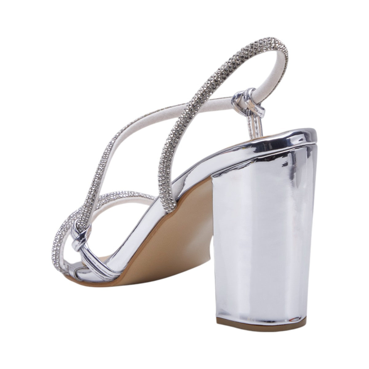 Tacones Metálicos con Brillantes Altura 8cms Formales color Plata dv2925