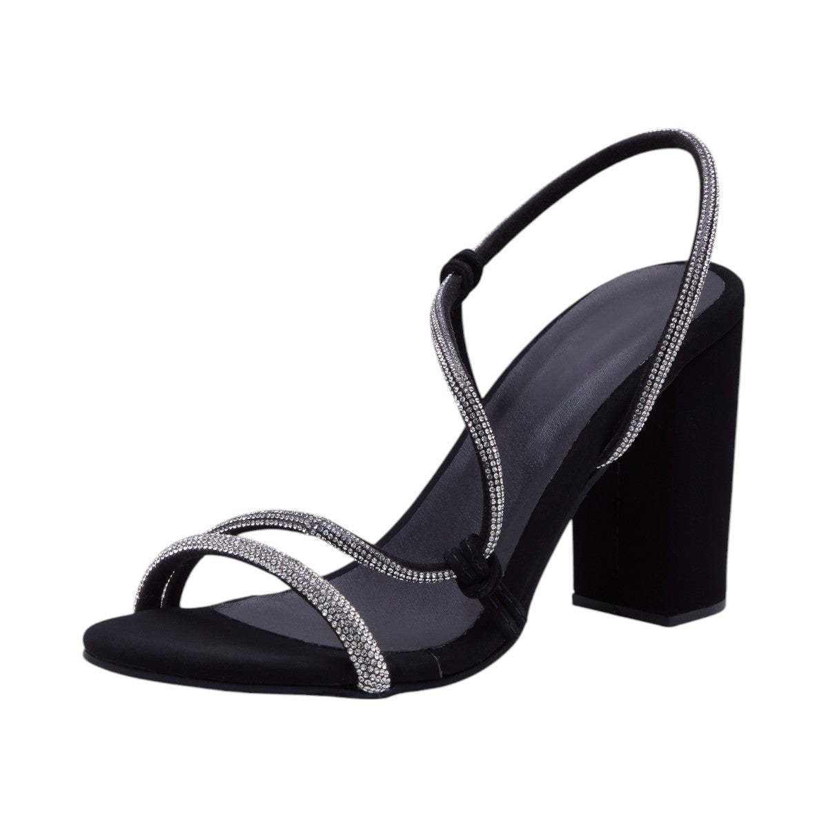 Tacones Metálicos con Brillantes Altura 8cms Formales color Negro dv2925