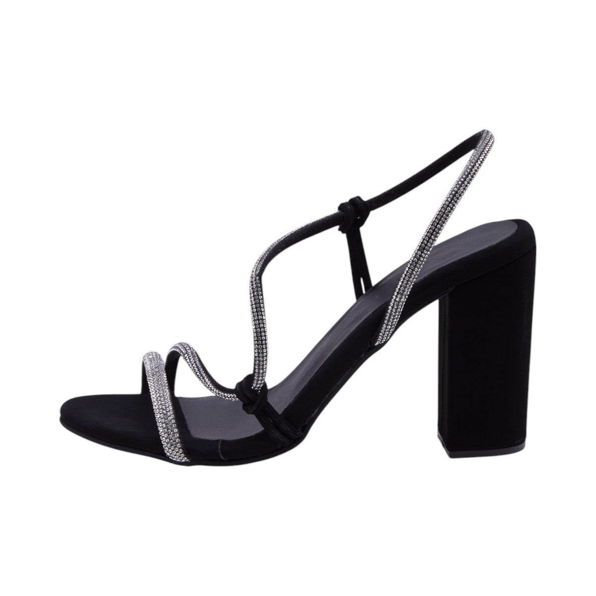 Tacones Metálicos con Brillantes Altura 8cms Formales color Negro dv2925