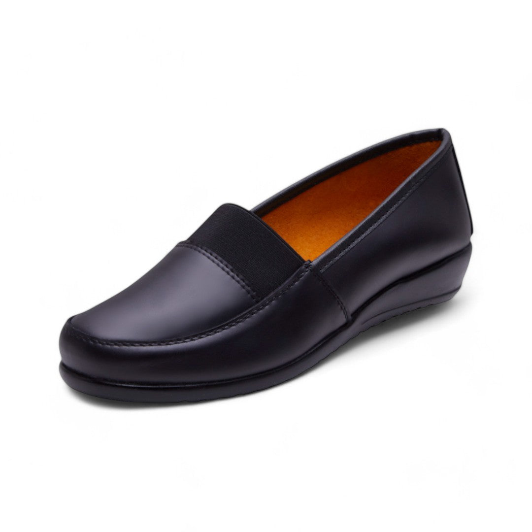Zapato Negro Piel con Elástico y Plataforma dv2925