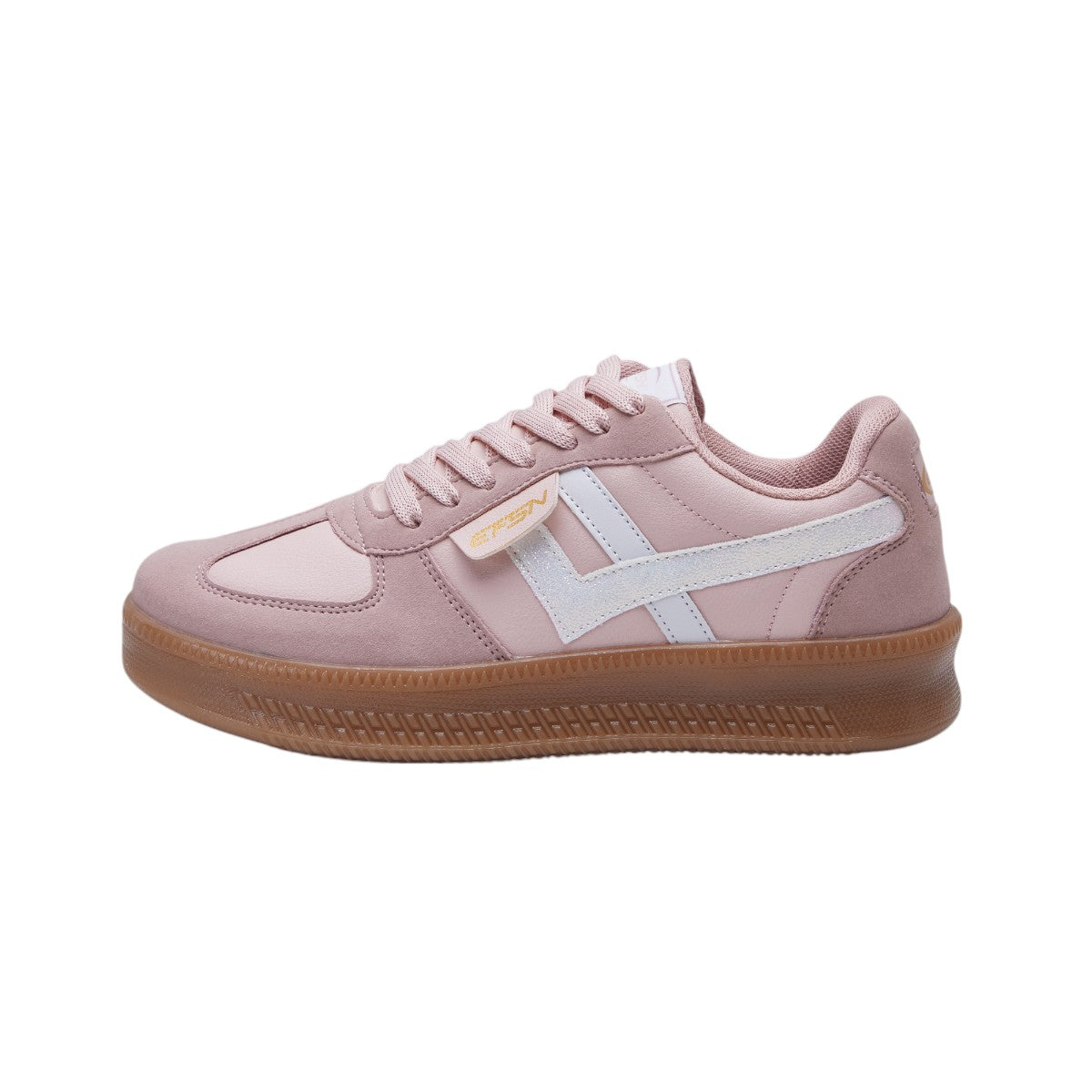 Tenis Dama con Cortes Asimétricos en Mezclia de Piel y Terciopelo Color Rosa dv2925