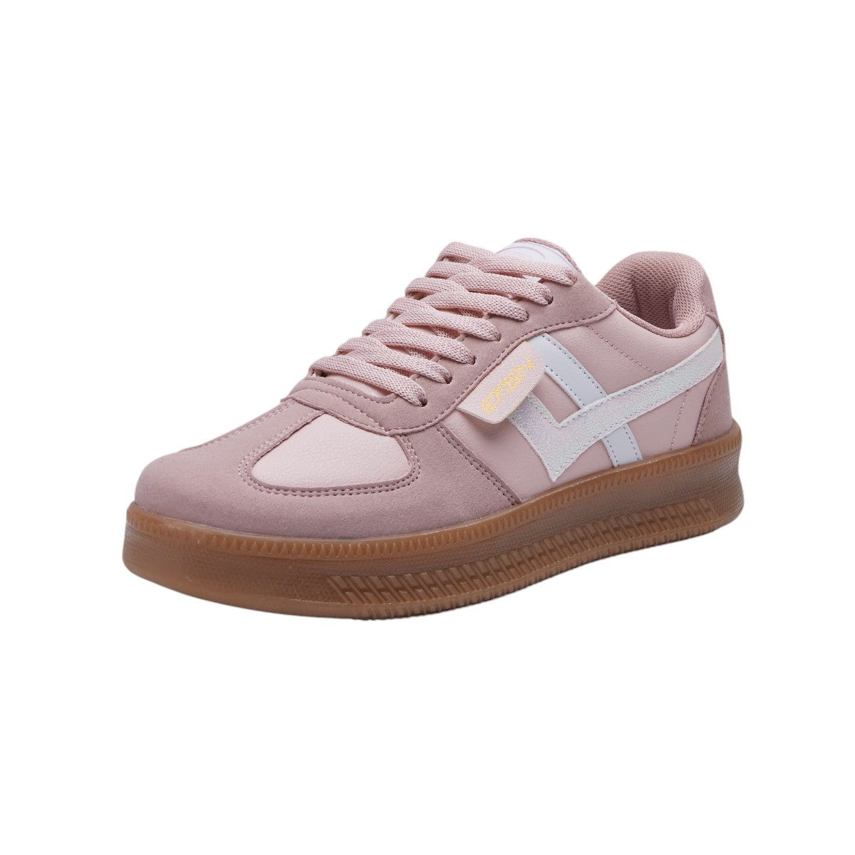 Tenis Dama con Cortes Asimétricos en Mezclia de Piel y Terciopelo Color Rosa dv2925