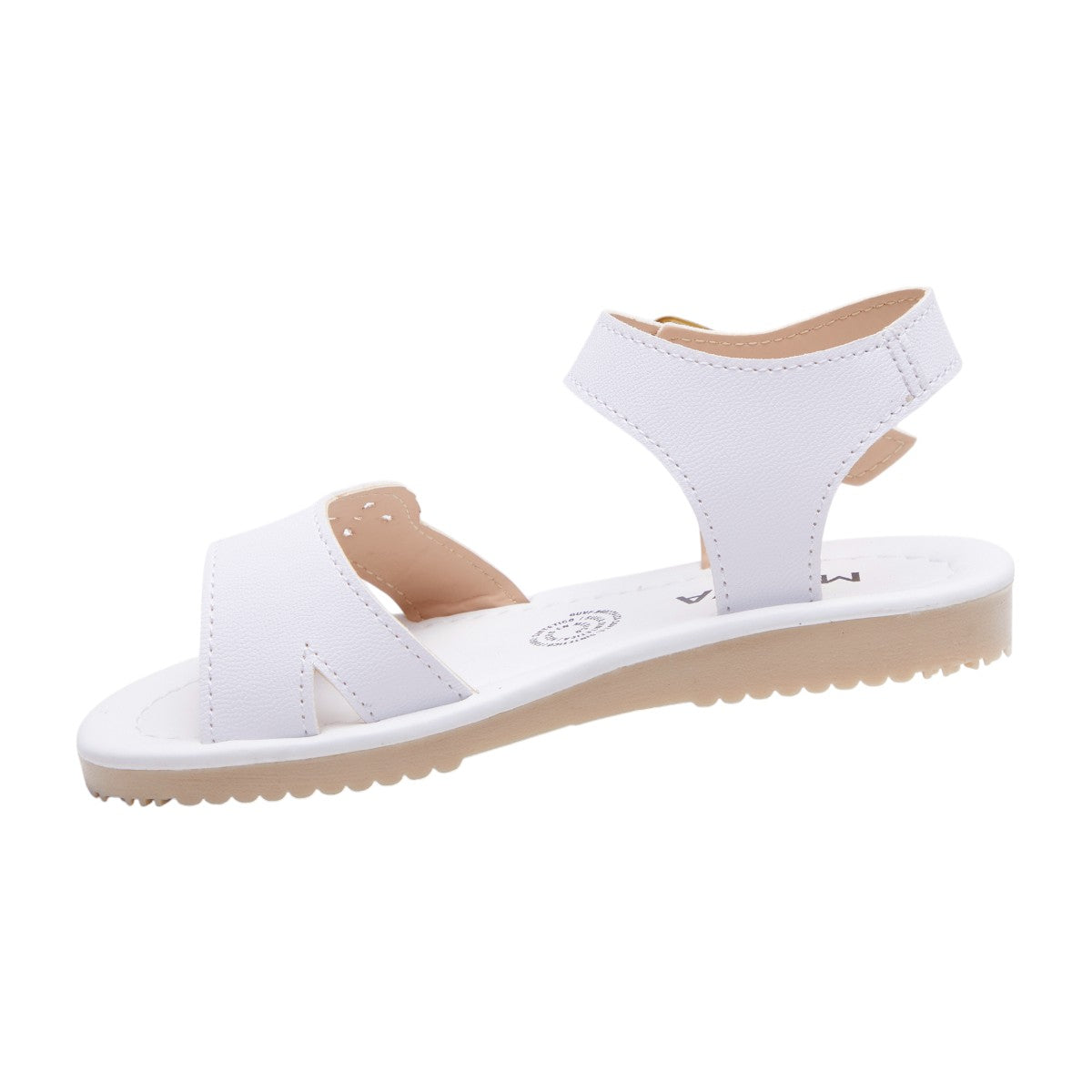 Sandalia Niña Tipo Piel color Blanco con Flore Decorativa en Corte Laser dv2925