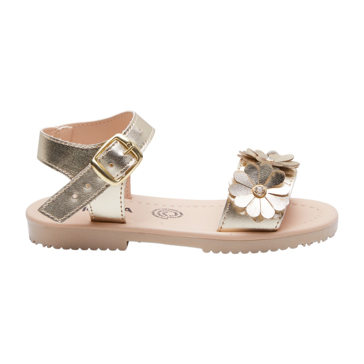 Sandalias Planas Metálicas color Dorado para Niñas con Mariposas decorativas 3D dv2925