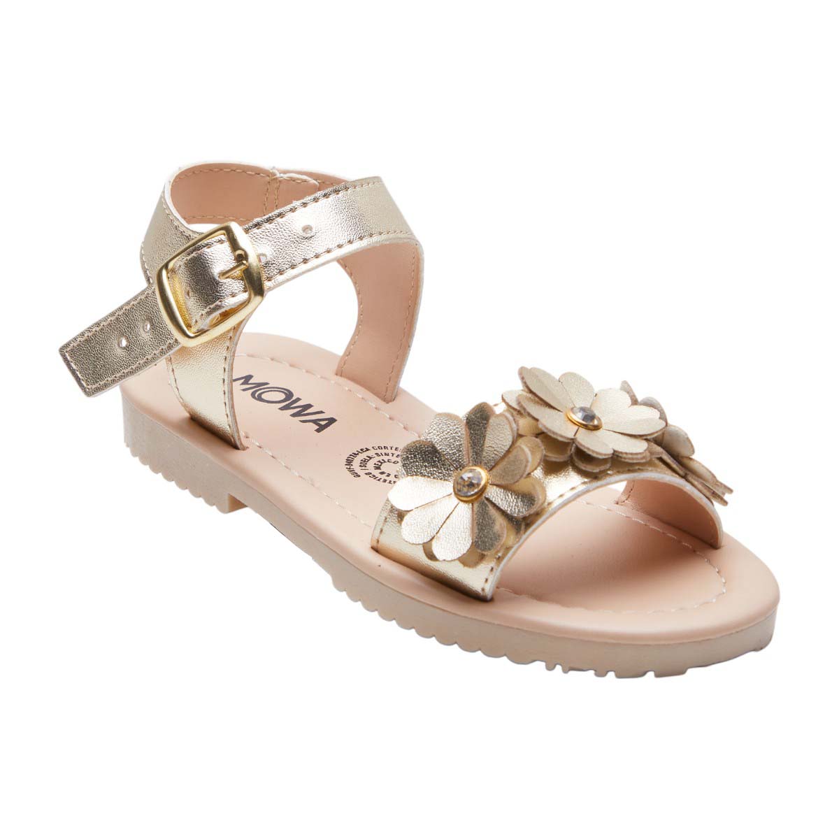 Sandalias Planas Metálicas color Dorado para Niñas con Mariposas decorativas 3D dv2925