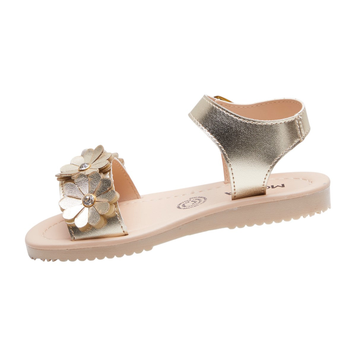 Sandalias Planas Metálicas color Dorado para Niñas con Mariposas decorativas 3D dv2925