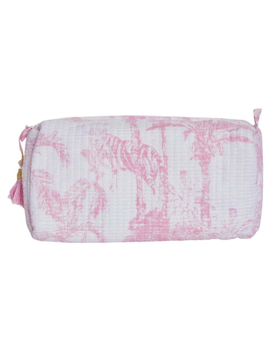 Kit de Neceseres en Algodón Estampado Rosa y Blanco dv2925
