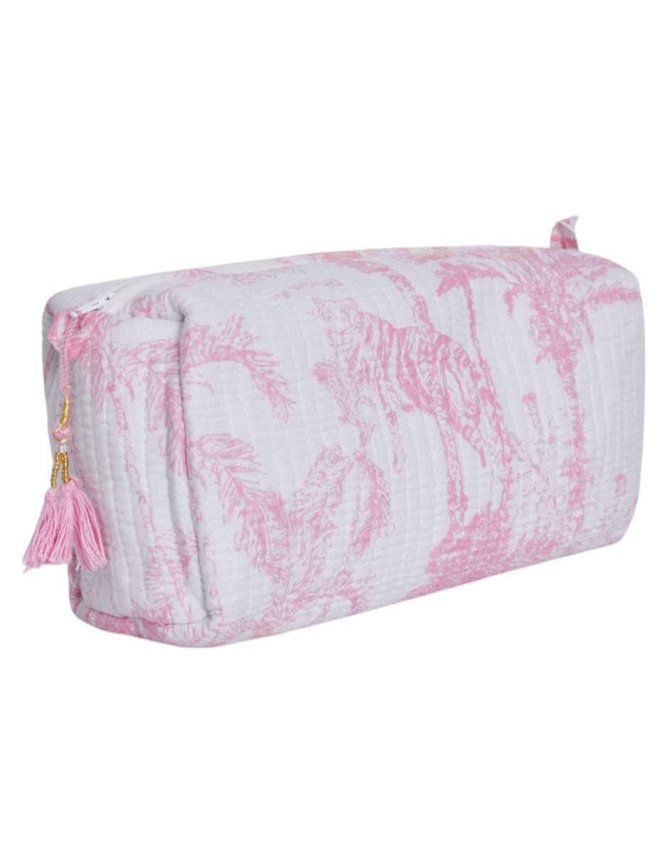 Kit de Neceseres en Algodón Estampado Rosa y Blanco dv2925