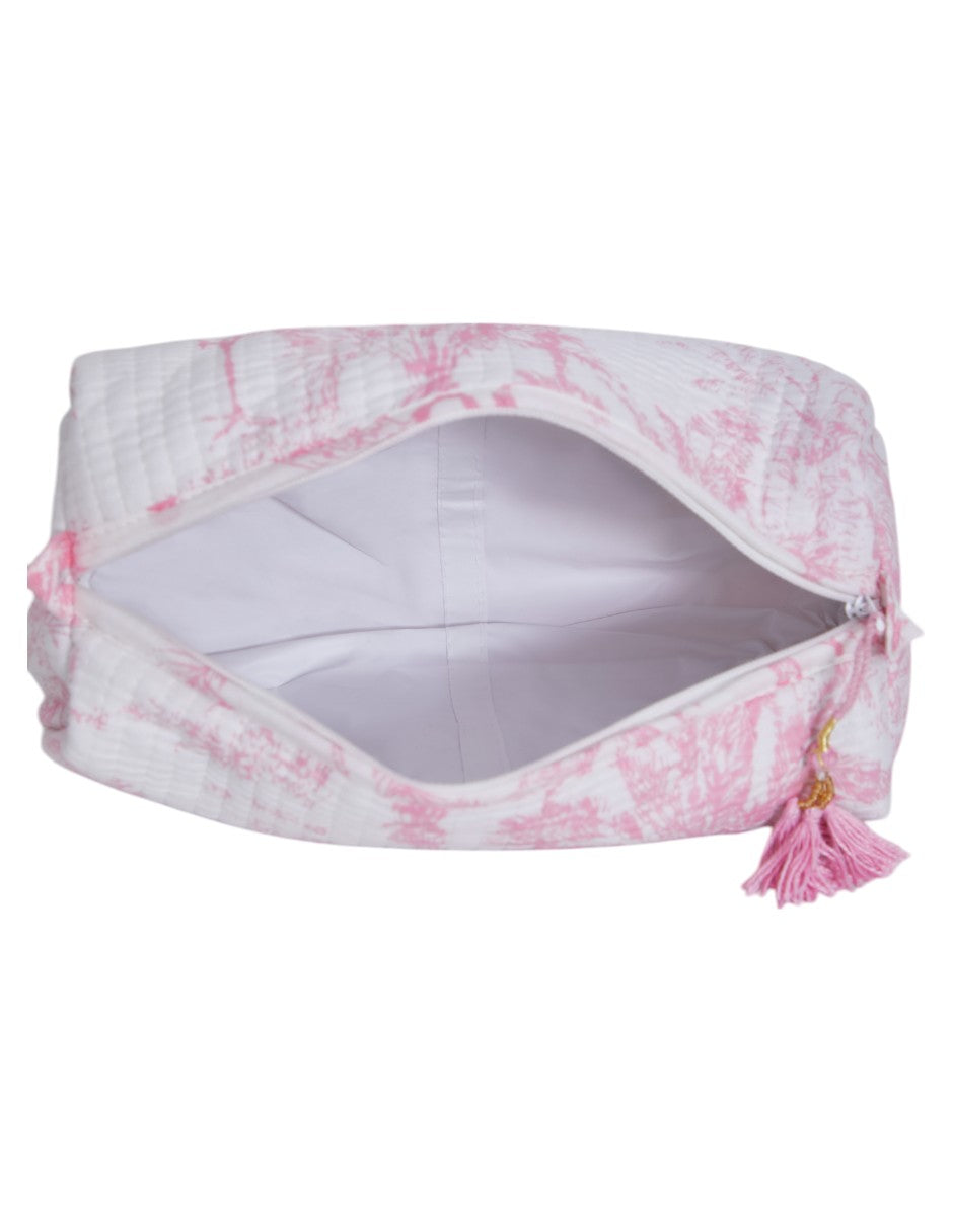Kit de Neceseres en Algodón Estampado Rosa y Blanco dv2925
