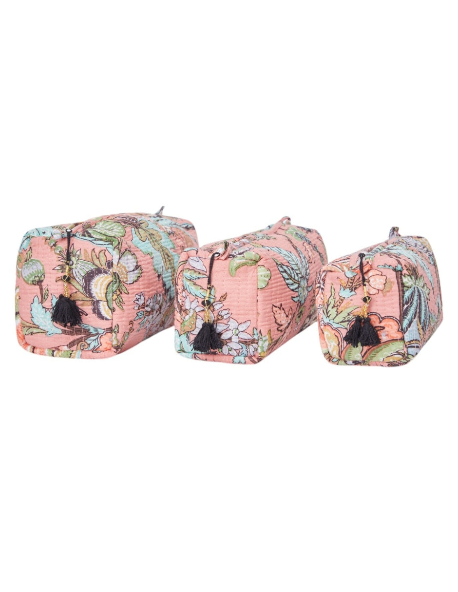 Kit de Neceseres en Algodón Estampado Salmón dv2925