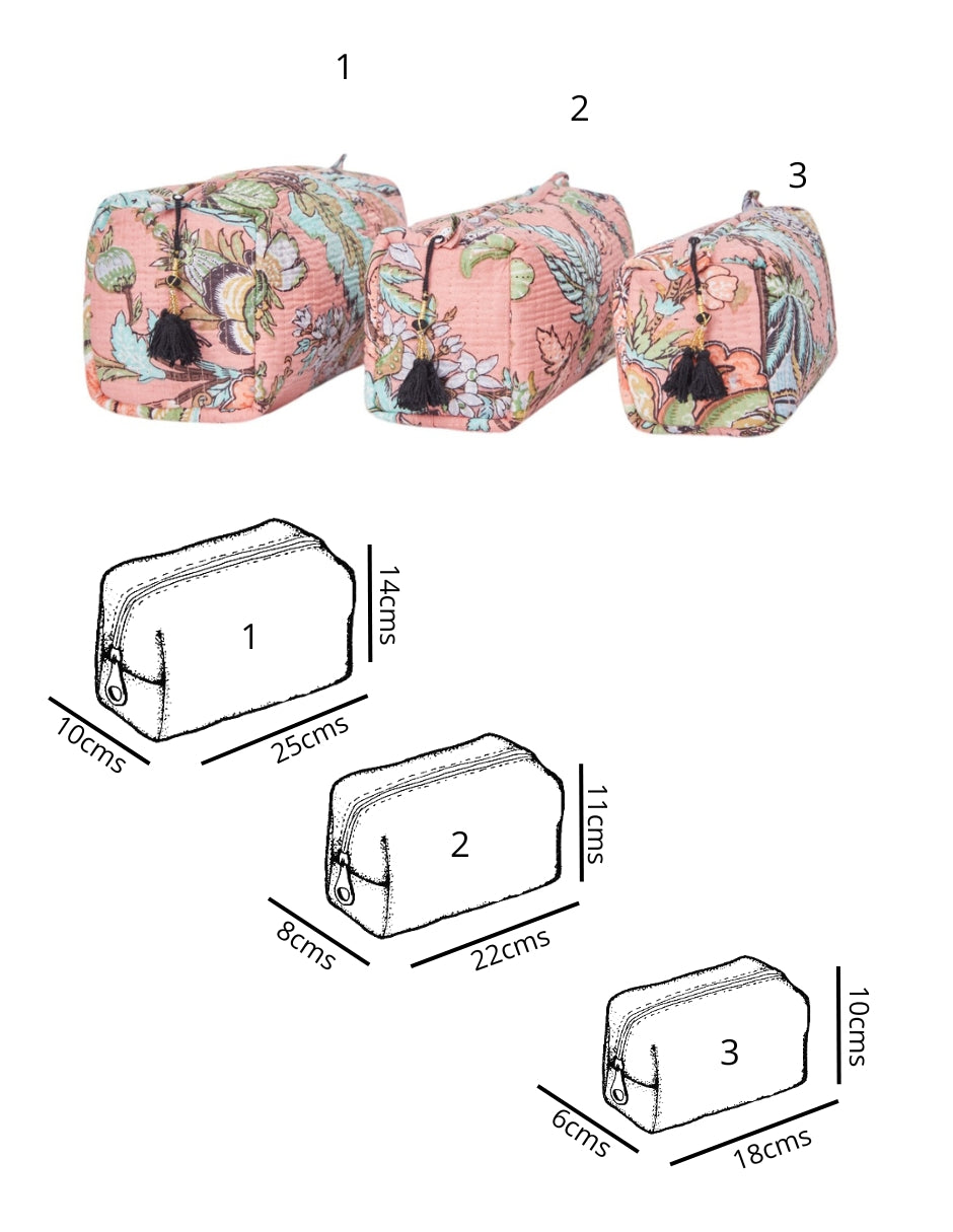 Kit de Neceseres en Algodón Estampado Salmón dv2925